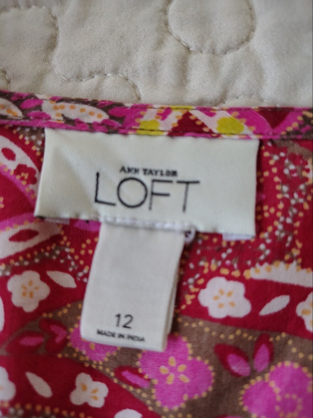 LOFT Pink Paisley Square-Neck Midi Dress Size 12. - Picture 5 of 6